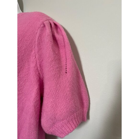 John + Jenn Pink Short Sleeve Cardigan With Rhinestone Buttons - Picture 4 of 6